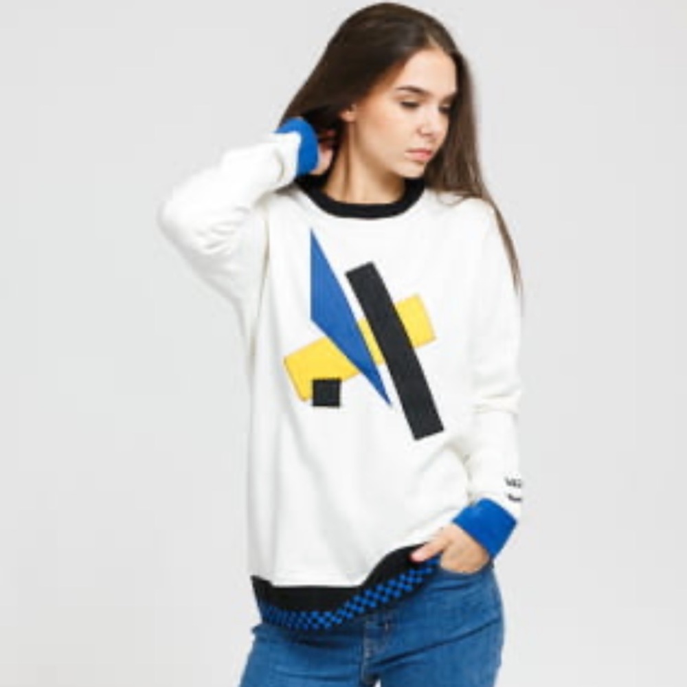 Vans × MoMA Popova Fleece crewneck sweater plaid detail size small New with tags